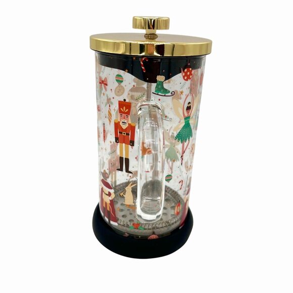 NWT NORDSTROM CHRISTMAS HOLIDAY NUTCRACKER SUITE GLASS FRENCH PRESS COFFEE MAKER - Picture 7 of 8